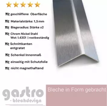 l Profil Edelstahl Winkel geschliffen Kantenschutz
